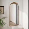 Runesay Arched Full Body Mirror with Vintage Ornate Carved Applique on Top, Hanging Wall Mounted Mirror - 3 of 4