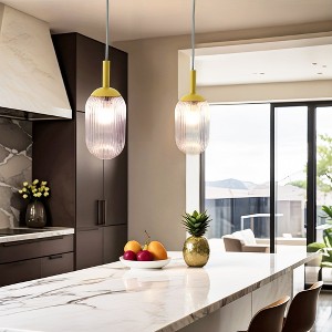 Pendant Lamp - Gold/Black  and Clear 110-120V 1PC - 1 of 4