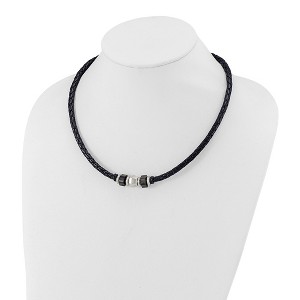 Chisel Stainless Steel Brushed Black IP-plated Leather and Rubber 19.25" Necklace - 1 of 4