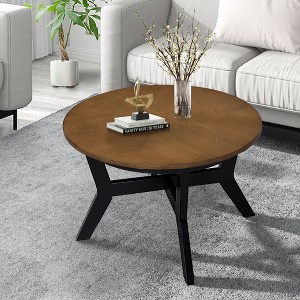 VYNXARIA 32inch Wood Round Coffee Table for Living Room,Mid Century Farmhouse Circle Wooden Coffee Tables for Apartment - 1 of 4