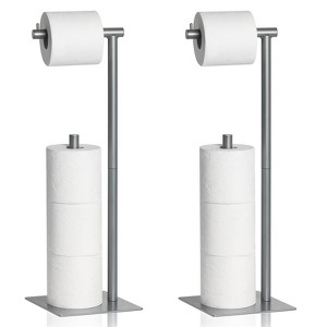 Oumilen Freestanding Silver Toilet Paper Holder Stand with Reserve Storage, Set of 2 - 1 of 1