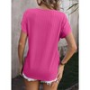 Coolmee Women's Summer Casual Blouse Fashion V-Neck Chain Striped Top Casual Short Sleeve Tops Loose Fit Jacquard Tops S Pink - 3 of 4