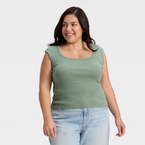 Women's Slim Fit Square Neck Ribbed T-Shirt - Universal Thread™ - 1 of 4