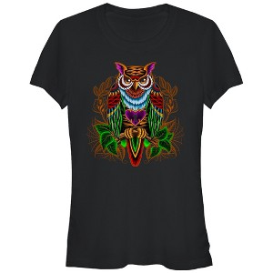 Juniors Womens Lost Gods Owl Heart Lock T-Shirt - 1 of 3