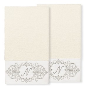Linum Home Textiles 100% Turkish Cotton MONICA 2PC Embellished Bath Towel Set - 1 of 1