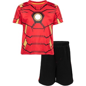 Marvel Avengers Captain America Iron Man Venom Hulk Cosplay Athletic T-Shirt and Shorts Outfit Set Toddler to Little Kid - 1 of 4