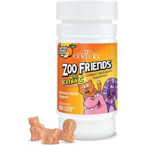 21st Century Zoo Friends with Extra C Children's Multivitamin - Orange 60 Chewable - 1 of 3