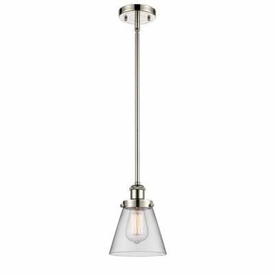 Cone - 1 Light Stem Hung Mini Pendant In Industrial Style-9 Inches Tall and 6 Inches Wide