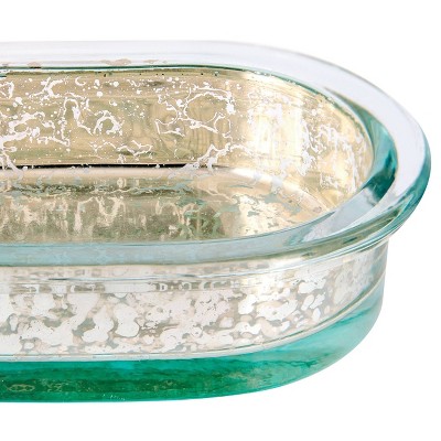 Athena Turquoise Blue and Silver Mercury Glass Soap Dish