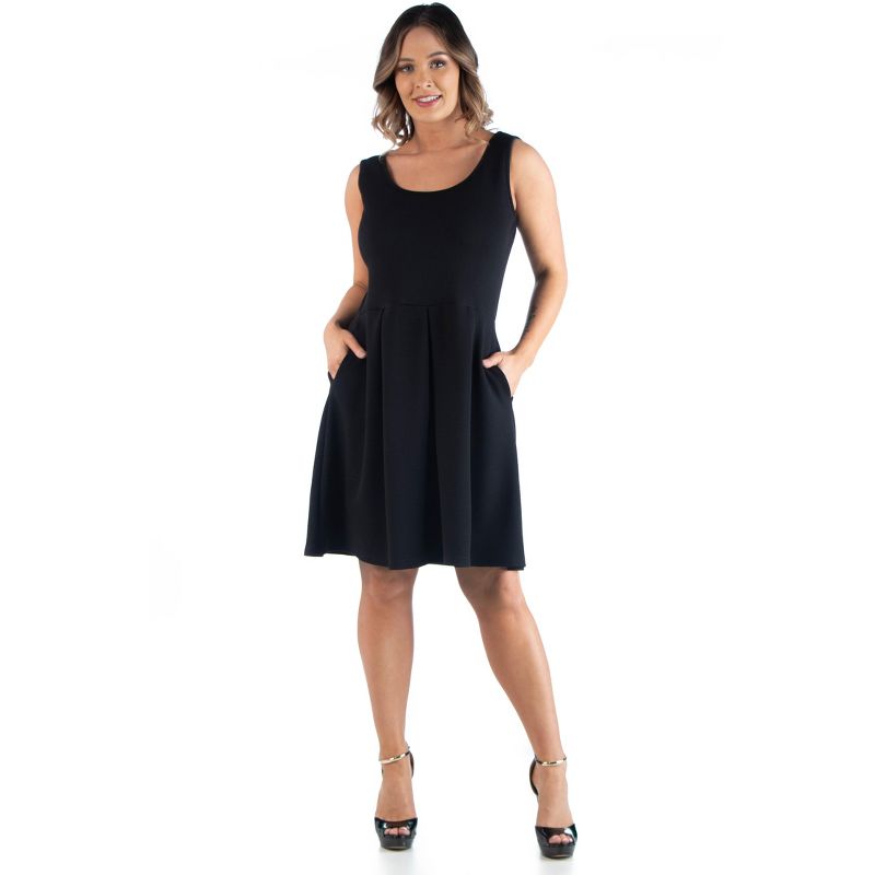 24seven Comfort Apparel Sleeveless Plus Size Dress with Pockets, 1 of 5