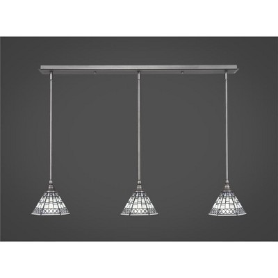 Toltec Lighting Any 3 - Light Chandelier in  Brushed Nickel with 7" Pewter Art Glass Shade