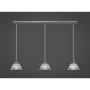 Toltec Lighting Any 3 - Light Chandelier in  Brushed Nickel with 7" Pewter Art Glass Shade - 1 of 1