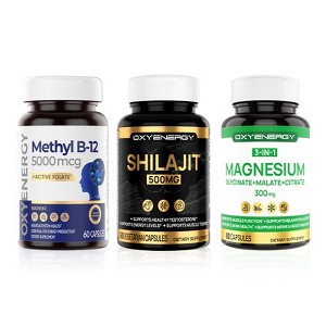 OXYENERGY Methyl B12, Shilajit 500mg & Magnesium Bundle - 1 of 1