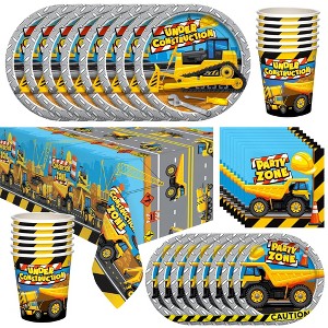 Treasures Gifted Construction Party Supplies Tableware Deluxe Set for 24 Guests - 1 of 1