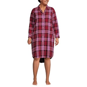 Lands' End Women's Flannel Long Sleeve Sleepshirt Nightgown - 1 of 3