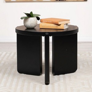 Kumasinova 27.25"/39" Round Solid Rubber Wood Coffee Table,Modern Center Table with Unique Leg Design,End Table for Living Room,Office,Black - 1 of 4
