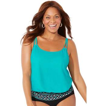Swimsuits For All Women's Plus Size Bra Sized Faux Flyaway Underwire Tankini  Top, 40 Dd - Neutral Floral : Target
