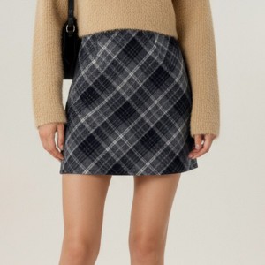 Anna-Kaci Women's High Waist Plaid Wool Mini Skirt with Classic Check Pattern and Tailored Fit - 1 of 4