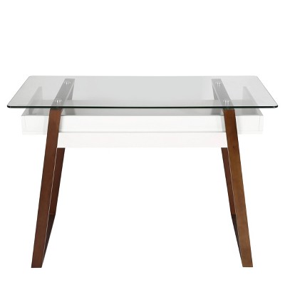 Houston Glass Top Desk Walnut - Poly & Bark