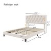Kumasinova Queen/Full/King Upholstered Diamond Tufted Bed Frame,Platform Bed with Saddle Curved Adjustable Headboard,No Box Spring Needed,Beige - 2 of 4