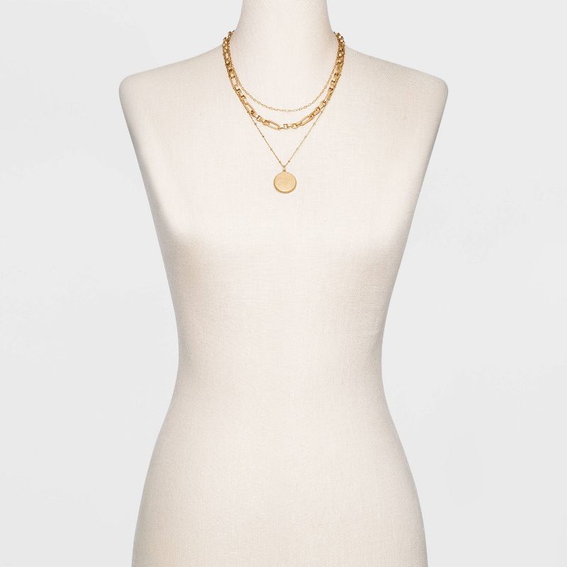 Disc Charm and Chain Layered Necklace - Universal Thread&#8482; Gold, 3 of 8