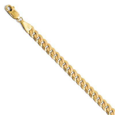 Black Bow Jewelry Men's 5.75mm 14k Yellow Gold Beveled Solid Curb Chain Bracelet, 8 Inch