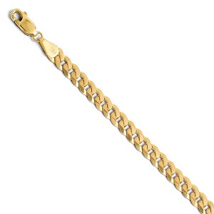 Black Bow Jewelry Men's 5.75mm 14k Yellow Gold Beveled Solid Curb Chain Bracelet, 8 Inch - 1 of 4