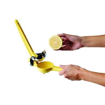 Bright Yellow Stainless Steel Citrus Juicer with Dual-Gear Mechanism