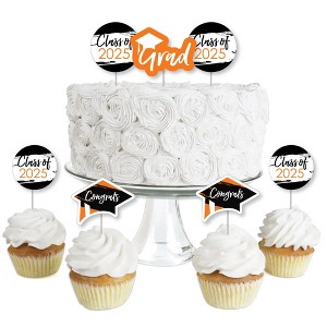 Big Dot of Happiness Orange 2025 Graduation Party - Dessert Cupcake Toppers - Clear Treat Picks - Set of 24 - 1 of 4