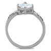 Slickblue Women's Stainless Steel Pave Ring with 6.6mm Square-Cut Clear CZ, Polished Silver Finish, size 5–10 - 3 of 4