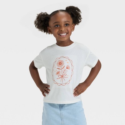 Toddler Girls' Flowers Boxy T-Shirt - Cat & Jack™ Cream