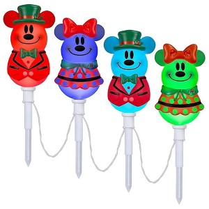 Gemmy Disney Color Changing LED Mickey & Minnie Christmas Pathway Stakes Set of 4 - 1 of 3