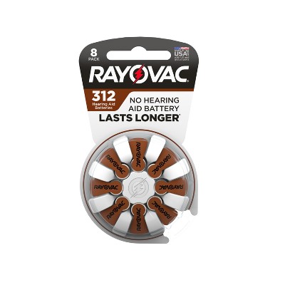 Rayovac Size 312 Hearing Aid Battery 8pk