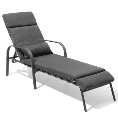 Crestlive Products Chaise Lounge Chair Outdoor with Cushion & Pillow Adjustable 5 Position Pool Recliner