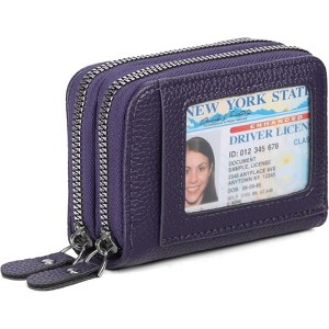 Clotth Wallet for Women – RFID Blocking PU Leather Small Wallet with ID Window,Double Zipper Pocket,12-Card Organizer,for Daily Errands,Travel - 1 of 4