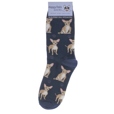 Novelty Socks 14.0" Tan Chihuahua Happy Tails Socks Premium Quality E & S Pet  -  Socks