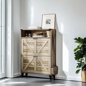 coucheta Shoe Cabinet, Shoe Storage Cabinet with 2 Flip Drawers, Shoe Organizer Cabinet, Shoe Storage Rack with Open Shelf, for Entryway, Hallway - 1 of 4