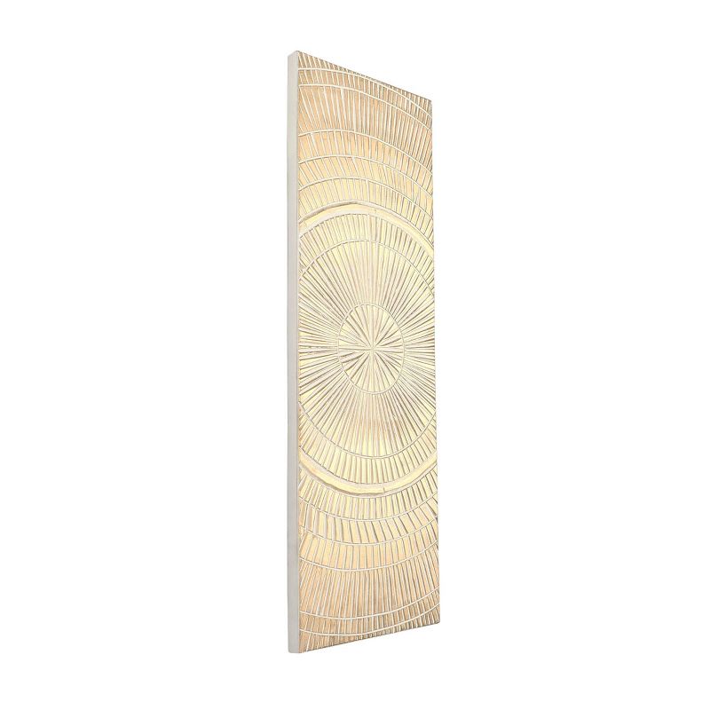 Wood Geometric Handmade Intricately Carved Radial Wall Decor Gold - Olivia & May, 3 of 6