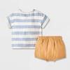 Baby Boys' Striped Henley Gauze Shorts Set - Cat & Jack™ Blue - 2 of 4