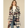 INSPIRE CHIC Women's Shawl Collar Belted Asymmetrical Hem Plaid Coat - 2 of 4