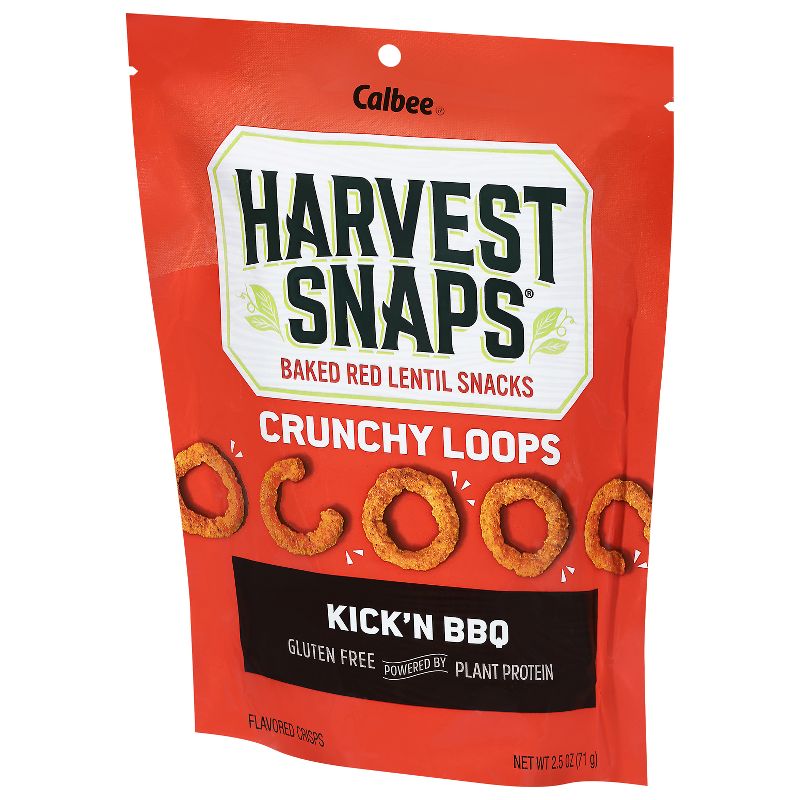 Harvest Snaps Crunchy Loops Kick&#39;n BBQ Baked Red Lentil Snacks - 2.5oz, 4 of 7