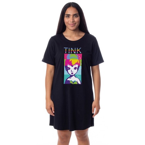 Disney Womens' Tinker Bell Pop Art Character Nightgown Sleep Pajama Shirt  (xxxl) Black : Target