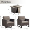 Buenhomino Patio Wicker Furniture Set with Fire Pit Table, PE Rattan Swivel Patio Chairs with Propane Fire Pit Table, 5PCS Patio Conversation Set - 3 of 4
