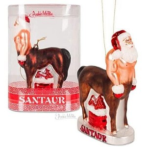 Accoutrements Santaur Hand Blown Glass Holiday Ornament - 1 of 3