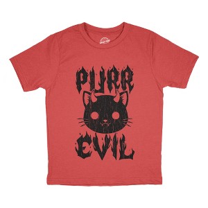 Youth Funny T Shirts Purr Evil Sarcastic Kitten Graphic Novelty Tee For Kids - Crazy Dog Youth T Shirt For Cat Lovers - 1 of 4