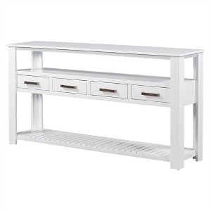 attop Entryway Table with 4 Drawers & 3 Shelves, Console Table with Metal Handles for Living Room & Hallway - 1 of 4