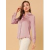 INSPIRE CHIC Women's Elegant V Neck Long Sleeve Office Work Satin Shirt - 2 of 4