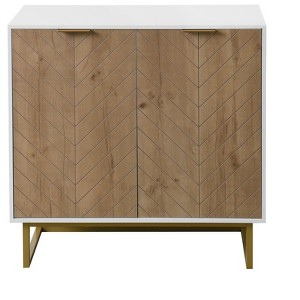 VANIRROR White and Gold Storage Cabinet with 2 Doors, Buffet Sideboard for Kitchen, Dining Room, or Living Room , Storage Solution for Organizing - 1 of 4