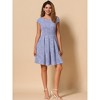 Allegra K Women's Plaid Round Neck Cap Sleeve A-Line Vintage Pleated Dresses - 4 of 4