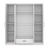 TIRAMISUBEST 4-Door Mirror Wardrobe with Shelves - Mobile Lateral Filing Cabinet Locking Wheels Adjustable Shelf - 4 of 4